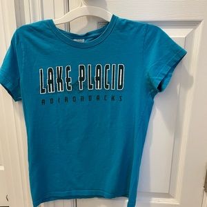 Lake Placid Short Sleeve Tee Shirt Adirondacks - Blue - size medium M - Cotton